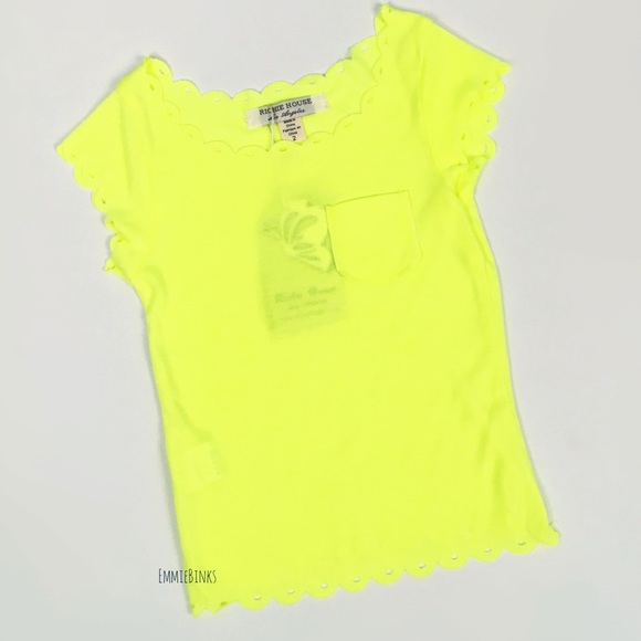 ➕NWT Girl’s Neon Boutique Pocket T-Shirt, Scallop Laser Cut Eyelet Edge - Picture 4 of 16